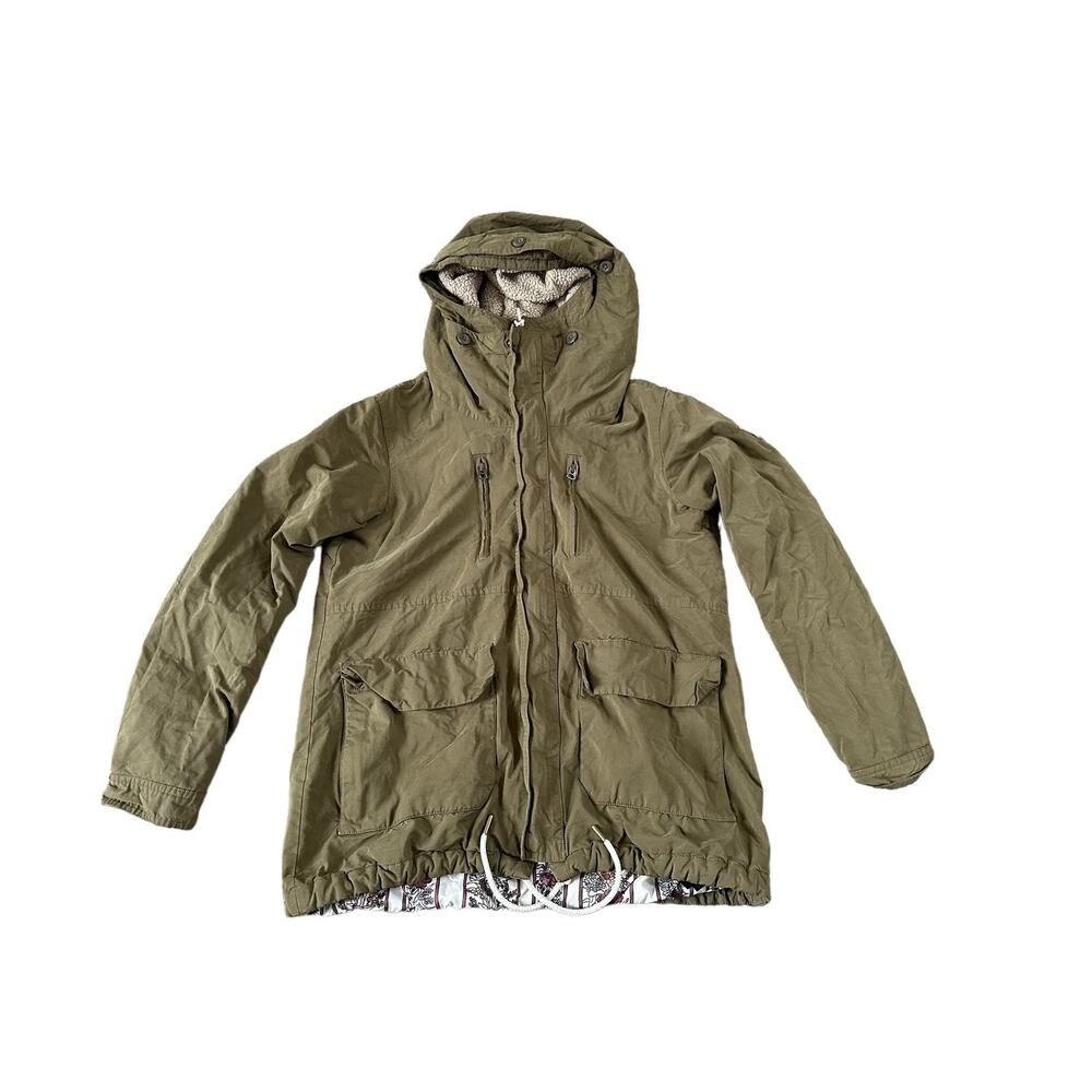 Burton Living Lining Green Insulated Sherpa Lined Hood Womens Medium Parka